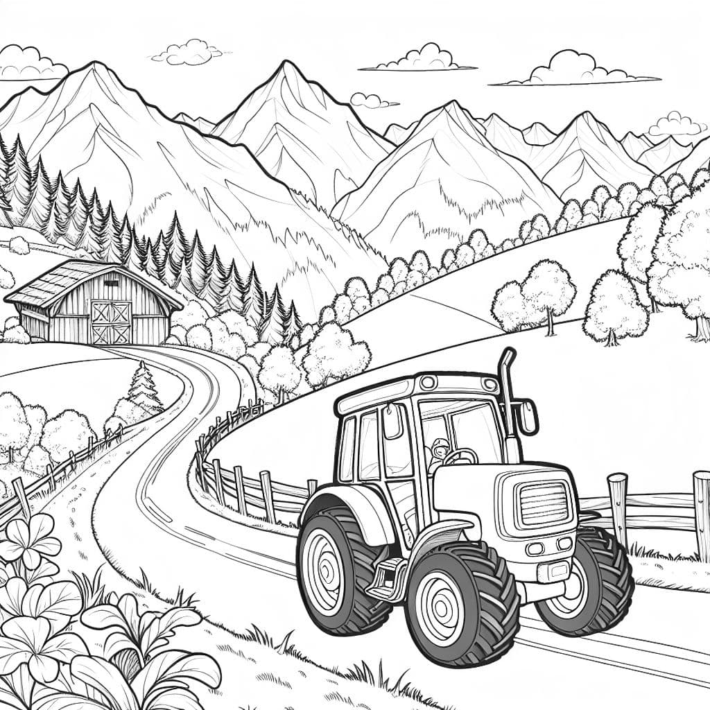 einen Traktor auf einem steilem Weg zu einer Alm