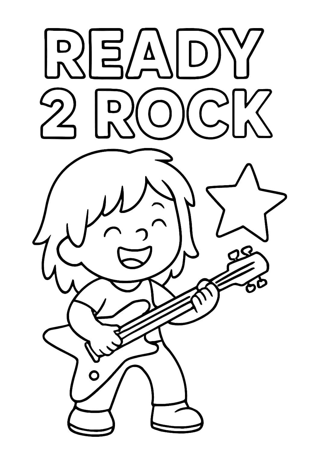 Una estrella de rock que dice Listo para rockear.