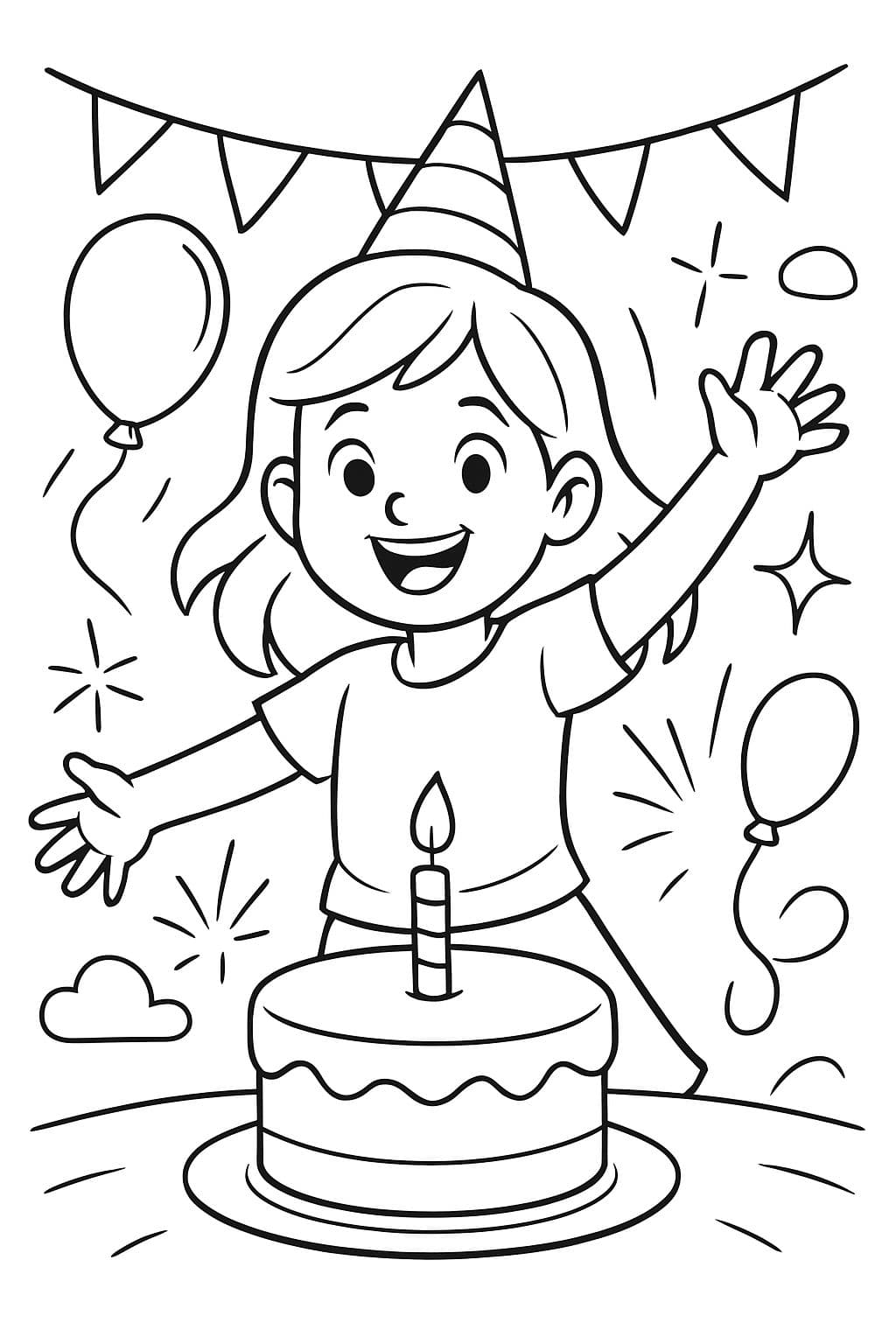 Ein einfaches Mädchen namens Gabriela, das Geburtstag hat mit einem einfachen Kuchen.