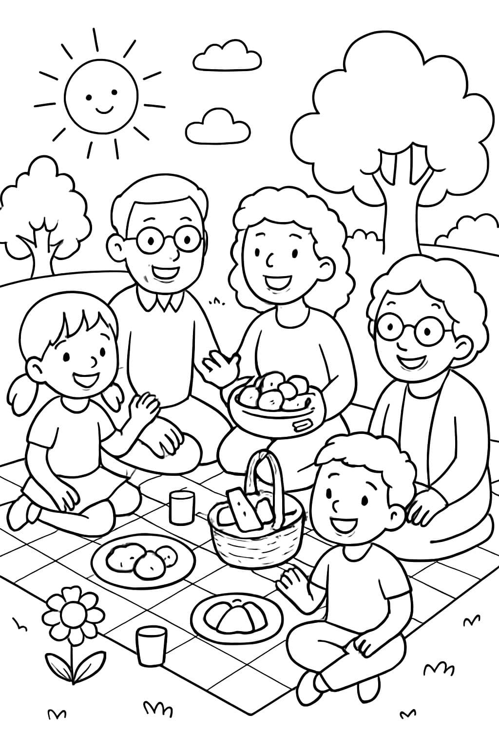 familie alt und jung mehrere nationen picknickt