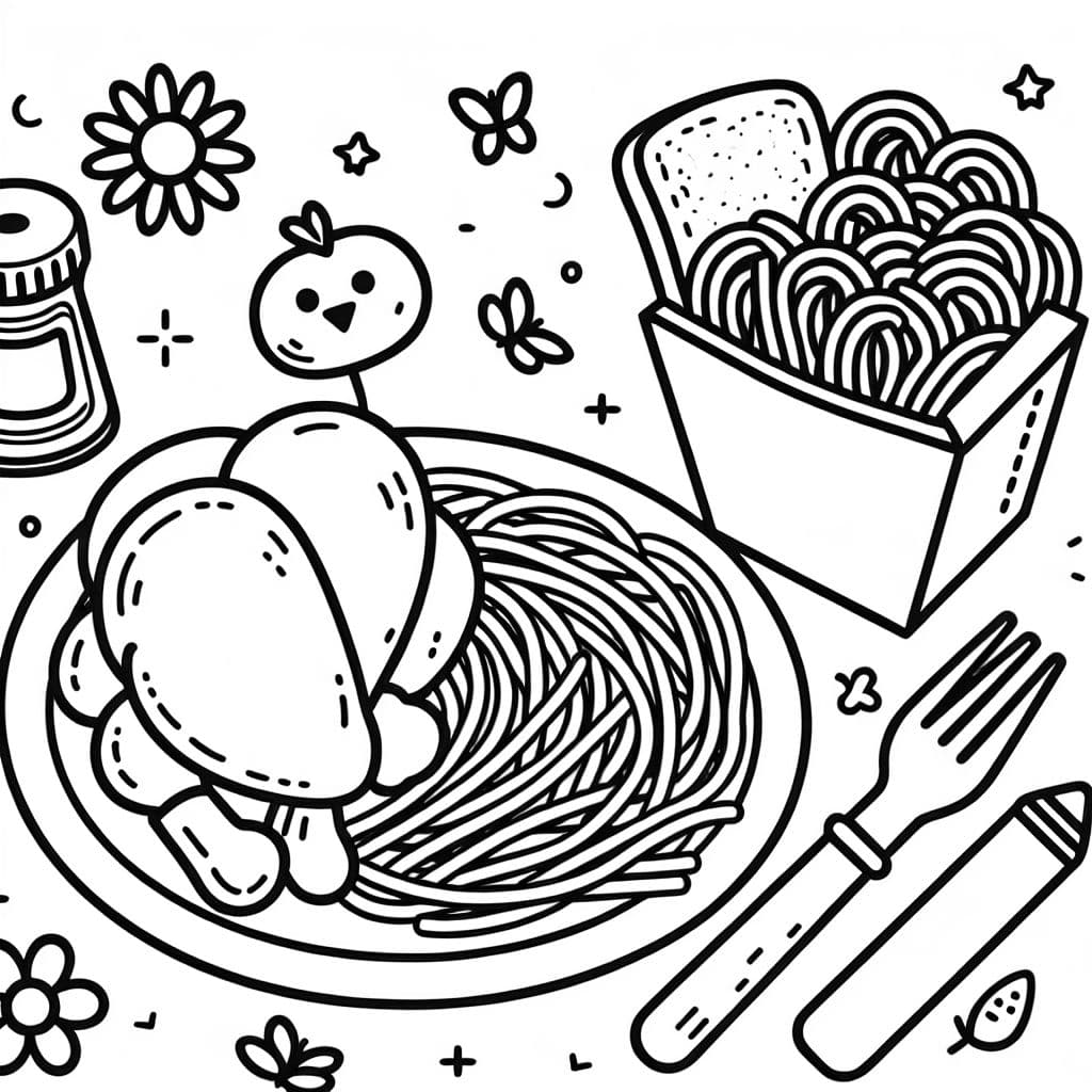 Menú con pollo a la parrilla y fideos con mantequilla