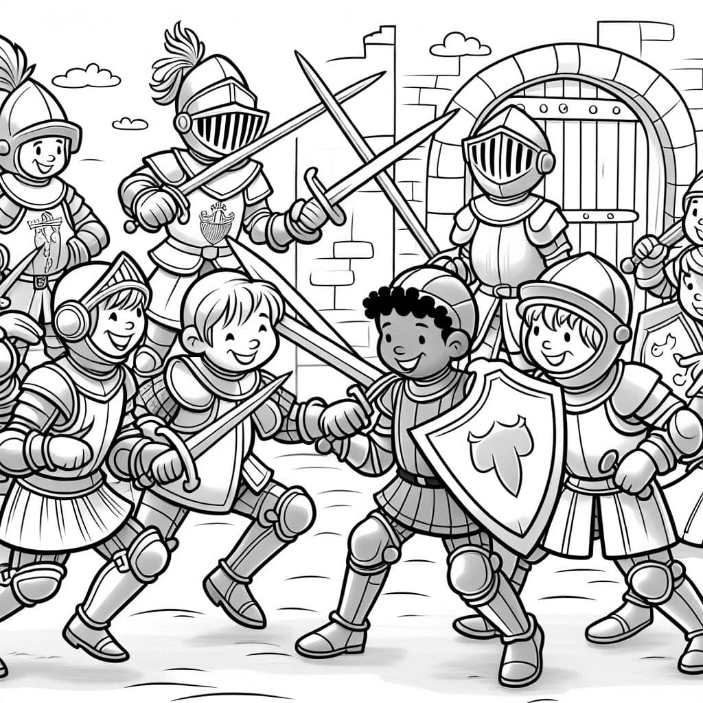 Algunos caballeros están luchando en una escena emocionante.