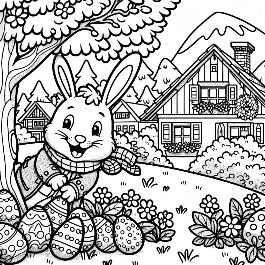 El conejo de Pascua esconde huevos de Pascua sorbios