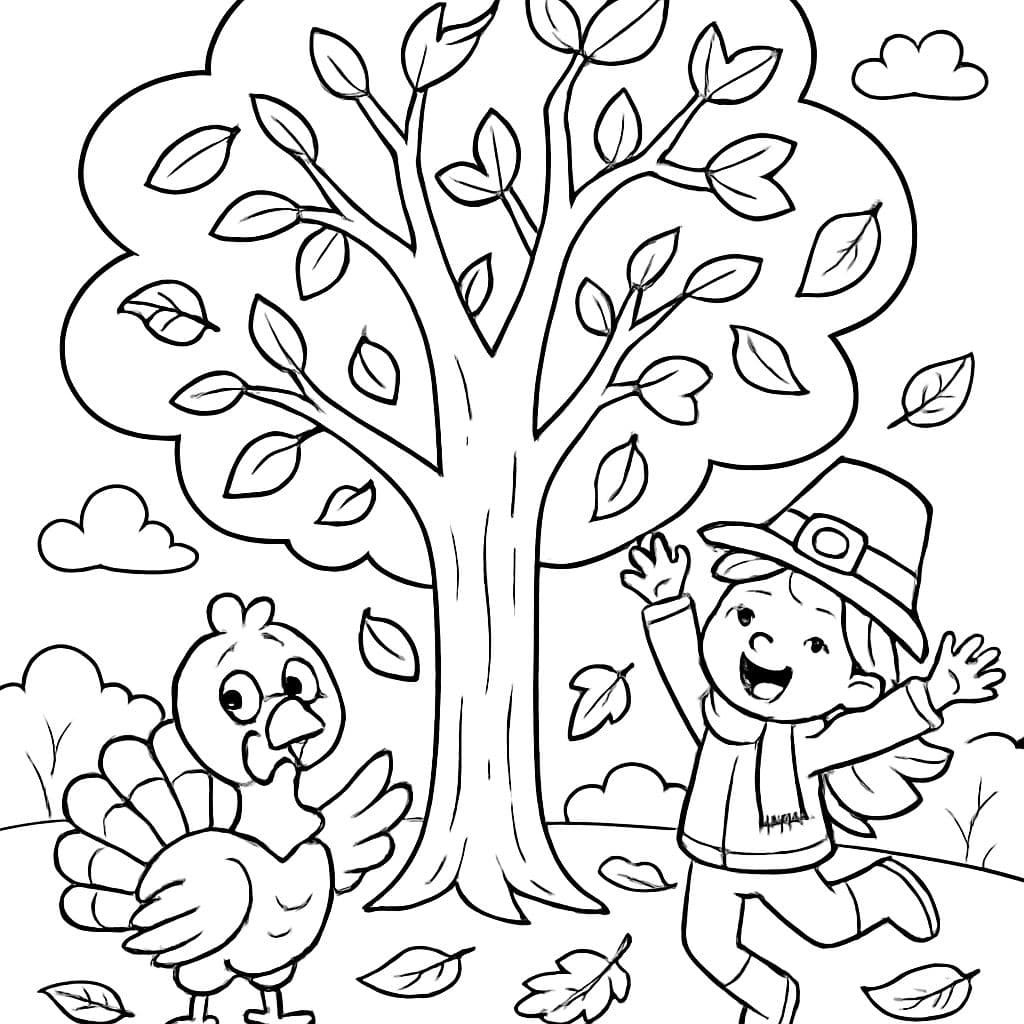 un árbol en otoño para el Día de Acción de Gracias