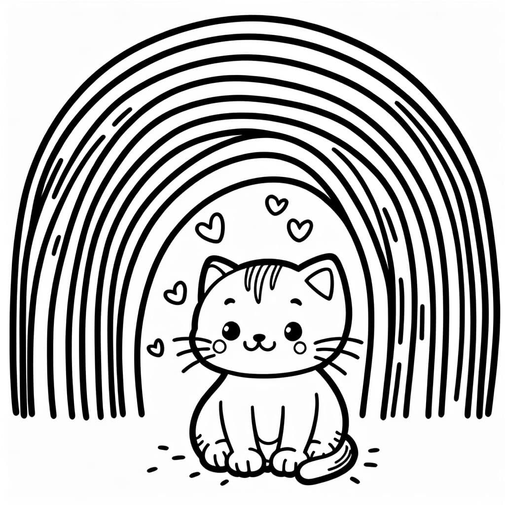 Ein einfacher Regenbogen mit einem Kätzchen darunter