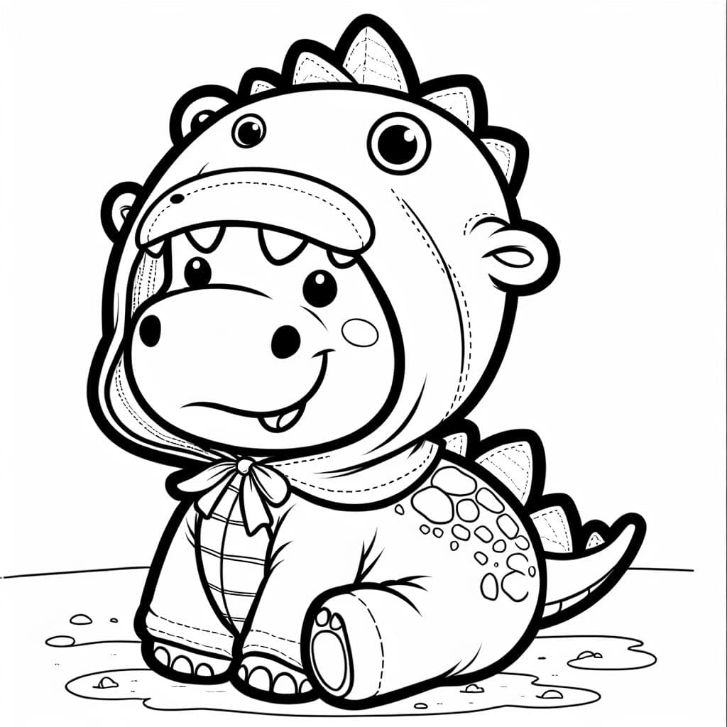 a baby hippo dressed up as a dino for halloween