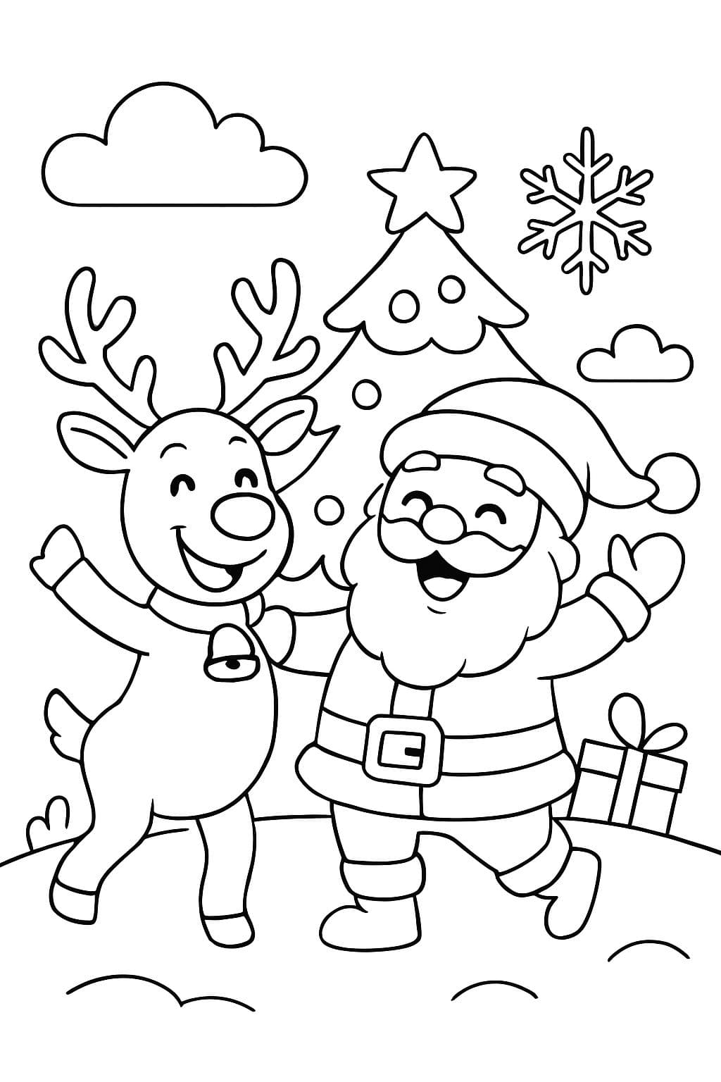 weihnachtliches Thema mit dem Weihnachtsmann und Rentieren