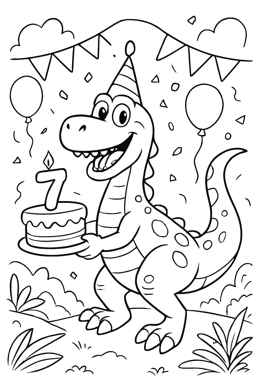 Fiesta de cumpleaños de dinosaurios de 7 años