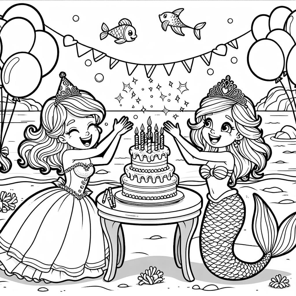 prinzessin feiert geburtstag mit einer meerjungfrau