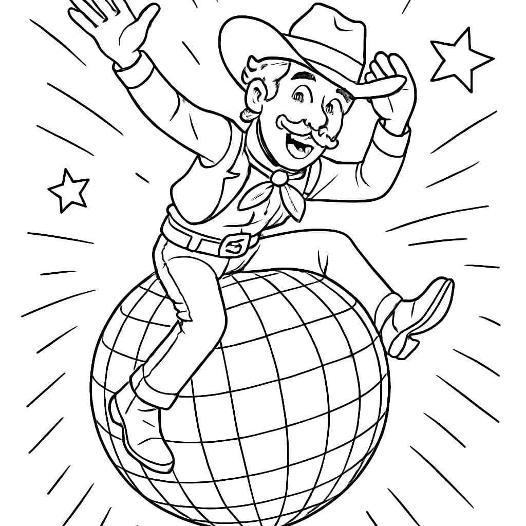 Un chapeau de cow-boy avec de nombreux détails posé sur une boule disco