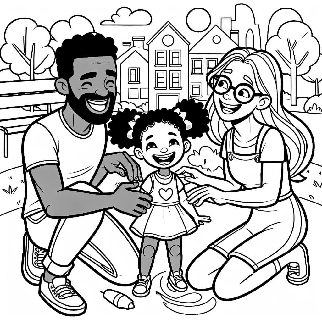 a black dad, a white mom, and a mixed little girl