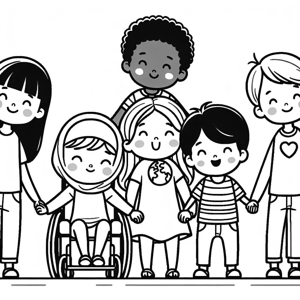 International kids of all abilities holding hands