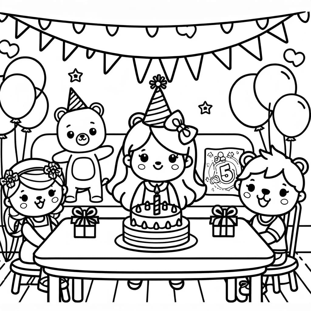 Una fiesta de cumpleaños de una niña de 5 años