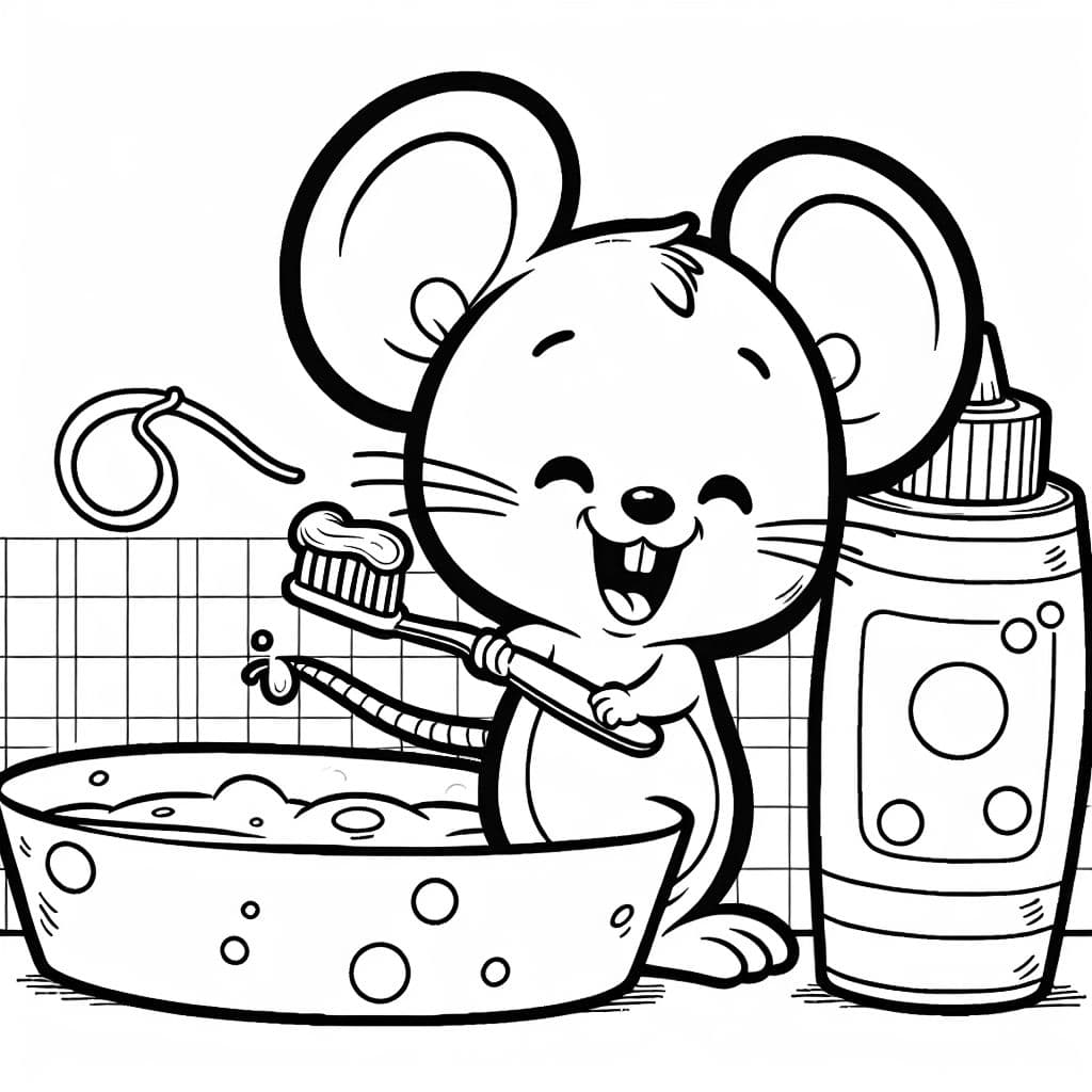 a mouse brushing his teeth with a tiny toothbrush