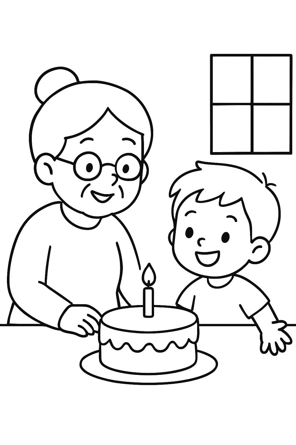 anniversaire de l'arrière-grand-mère avec un petit garçon