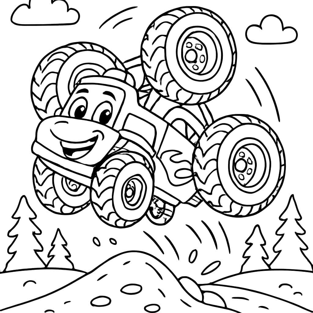 camión monstruo haciendo un salto mortal hacia atrás