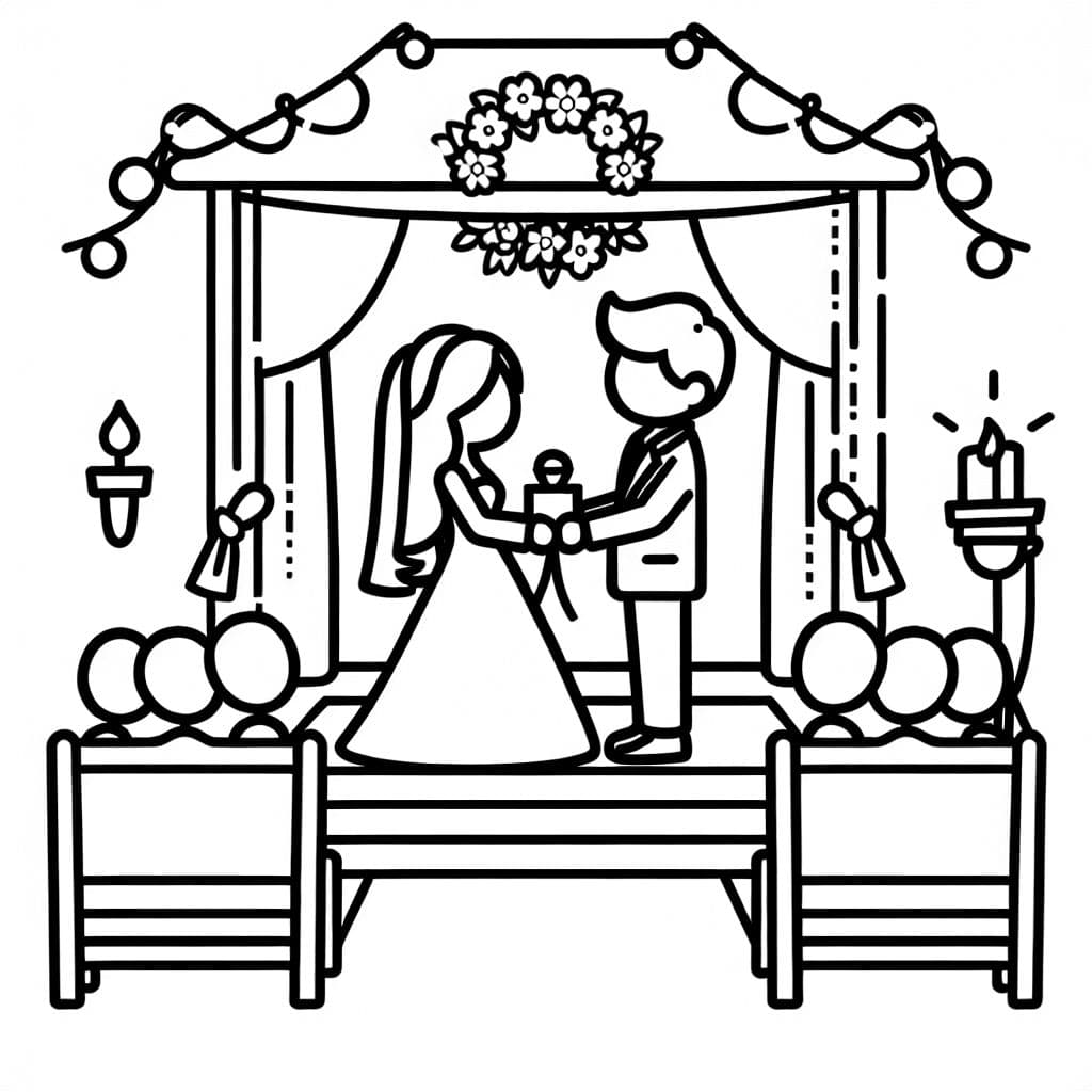hombre y mujer en el altar en la ceremonia de la boda