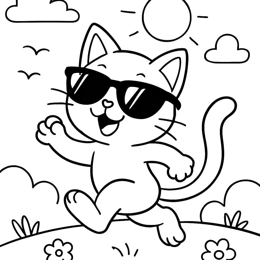 eine niedliche, liebenswerte Katze mit Sonnenbrille