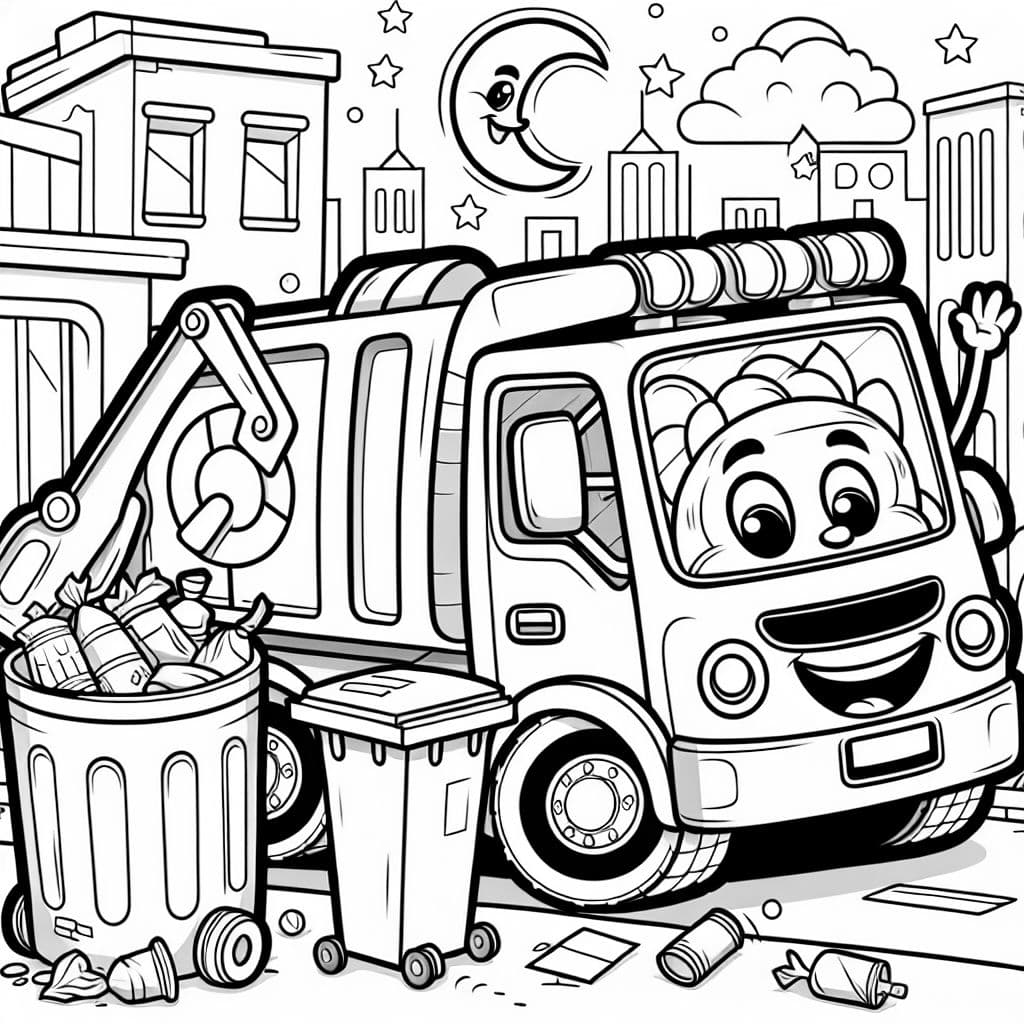 Un camión de basura recogiendo un contenedor de basura.
