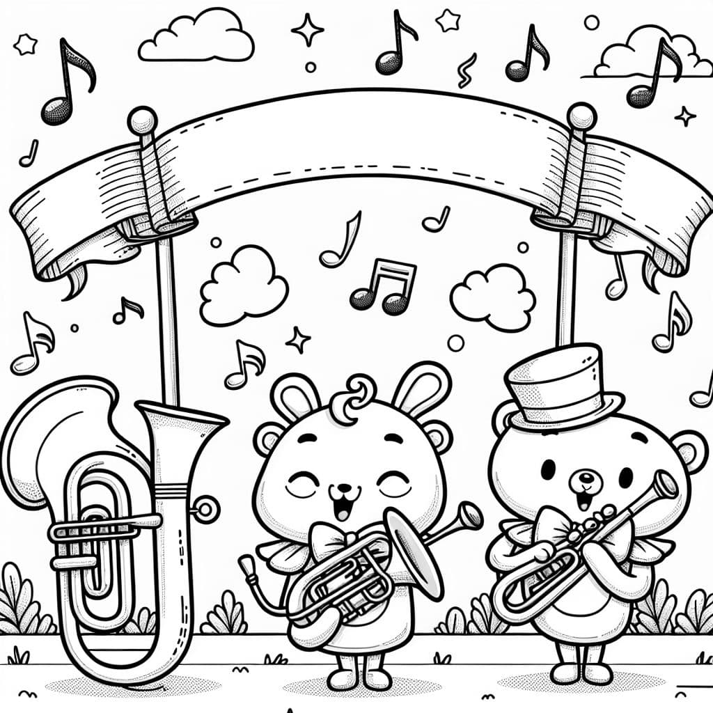 Lustig trompete horn klarinette noten mit leerem Banner