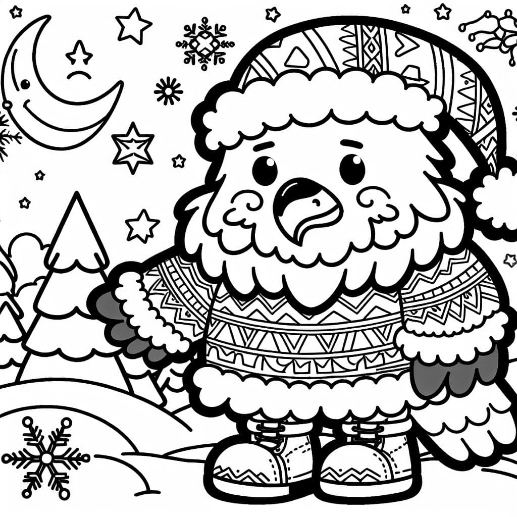 west coast indigenous style eagle wearing santa costume