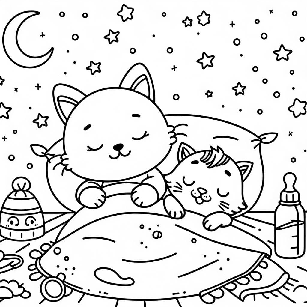 eine Katze, die mit einem Baby Mädchen kuschelt.