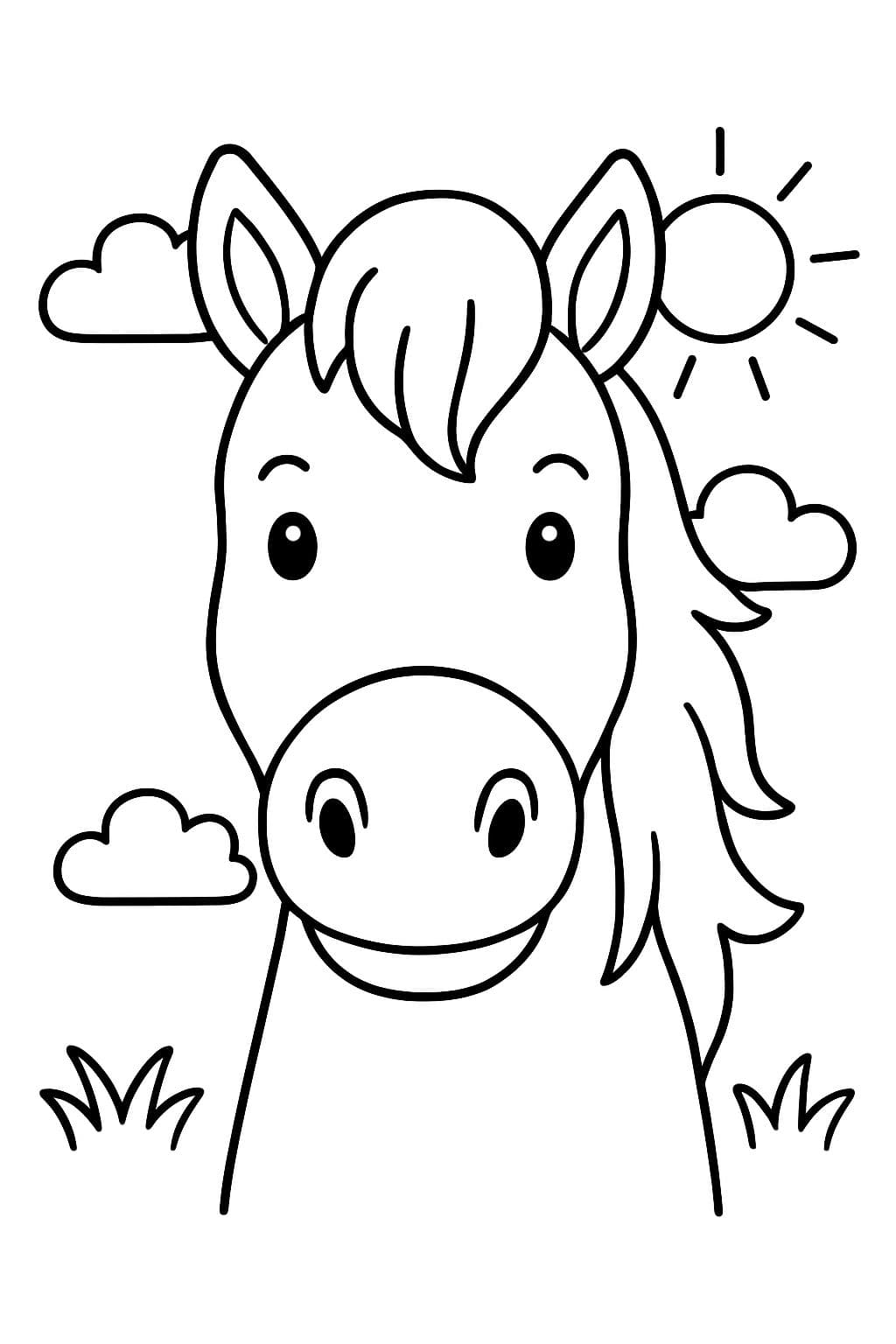 una cabeza de caballo simple de frente sin fondo