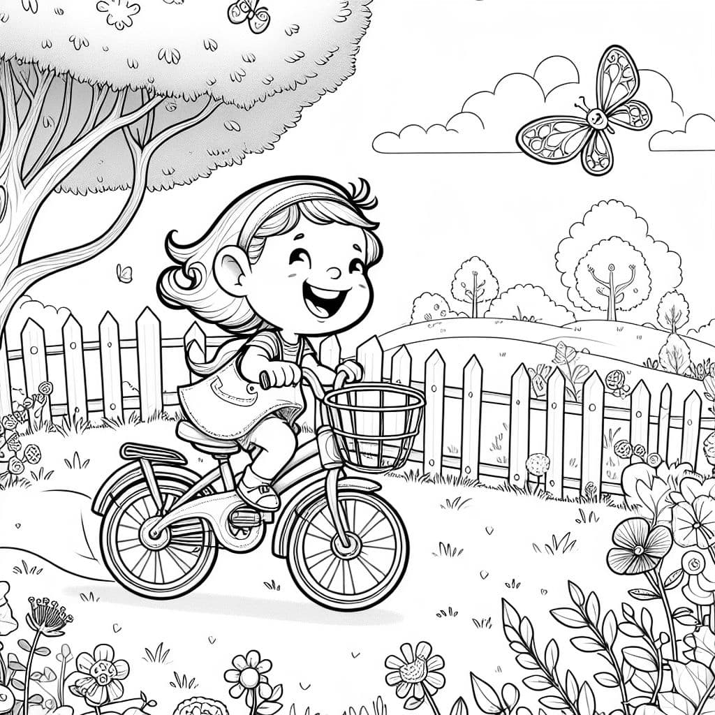 die Carlotta die auf dem Fahrrad ohne Stützräder fährt