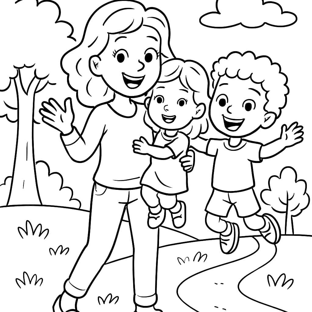 mamá, hija, hermano con cabello rizado/o ondulado