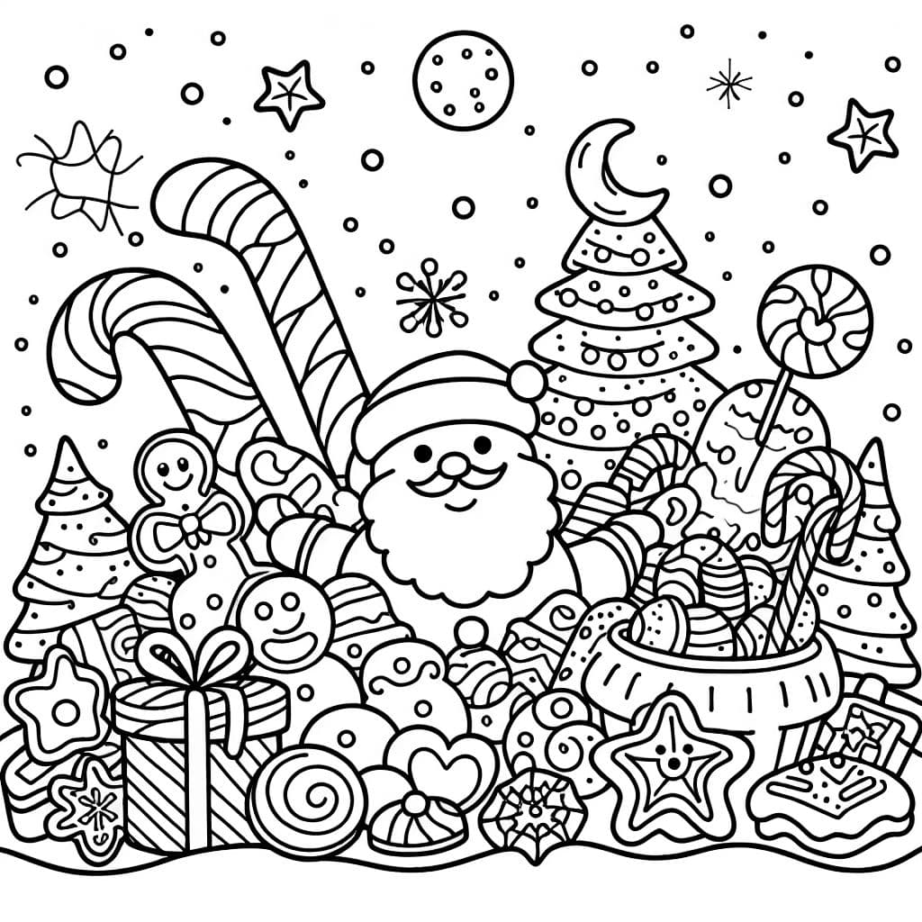 Ein Meer aus weihnachtlichen Süßigkeiten und Keksen