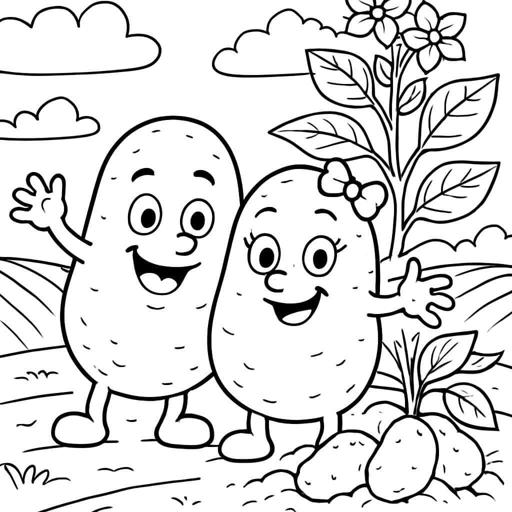 Fratrie de pommes de terre à côté d'une plante de pomme de terre dans le champ