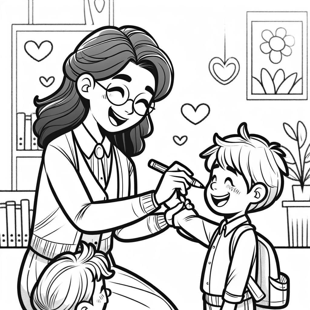 una maestra amable que apoya con amor a sus alumnos individuales y está ahí para ellos