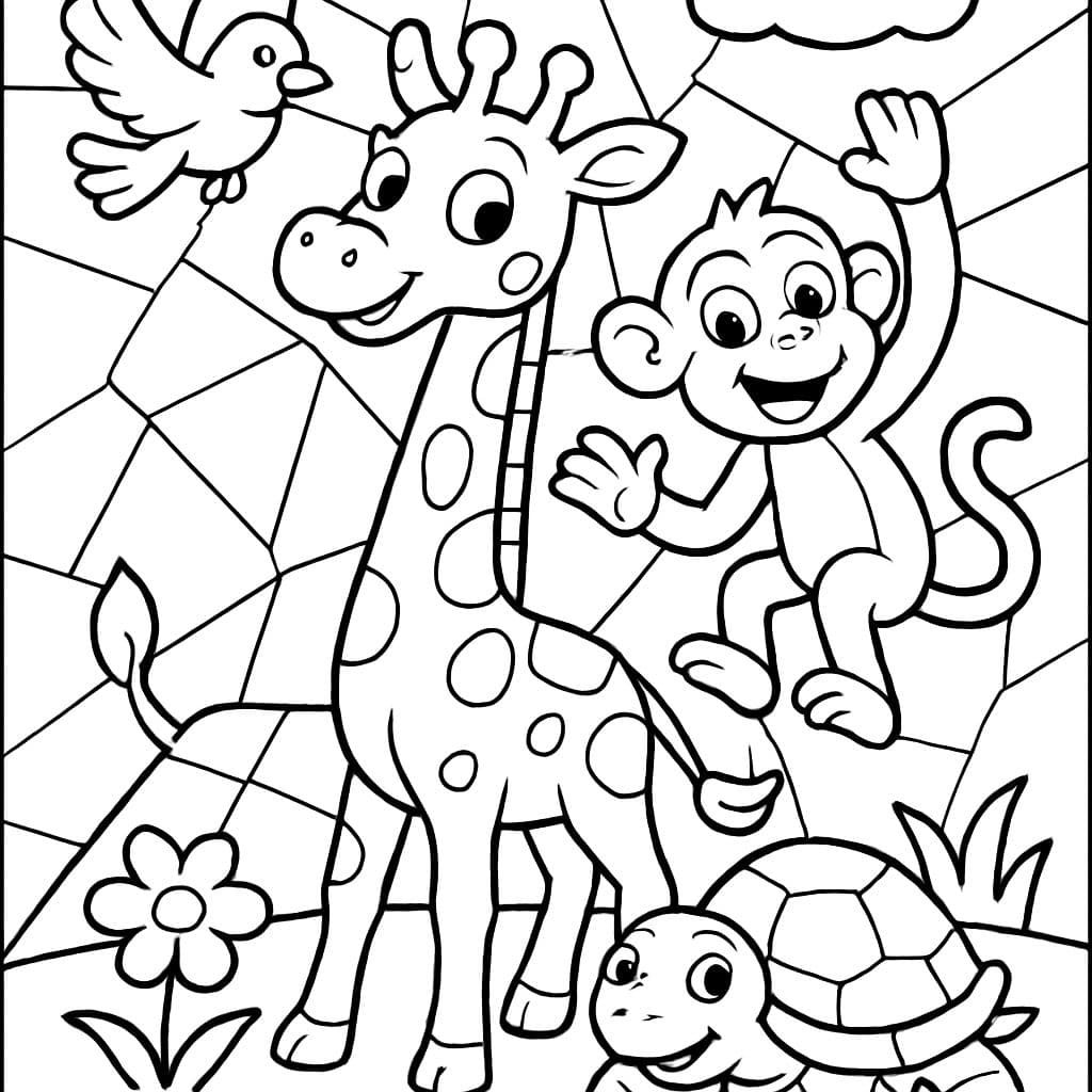 Imagen de mosaico para niños grandes con animales