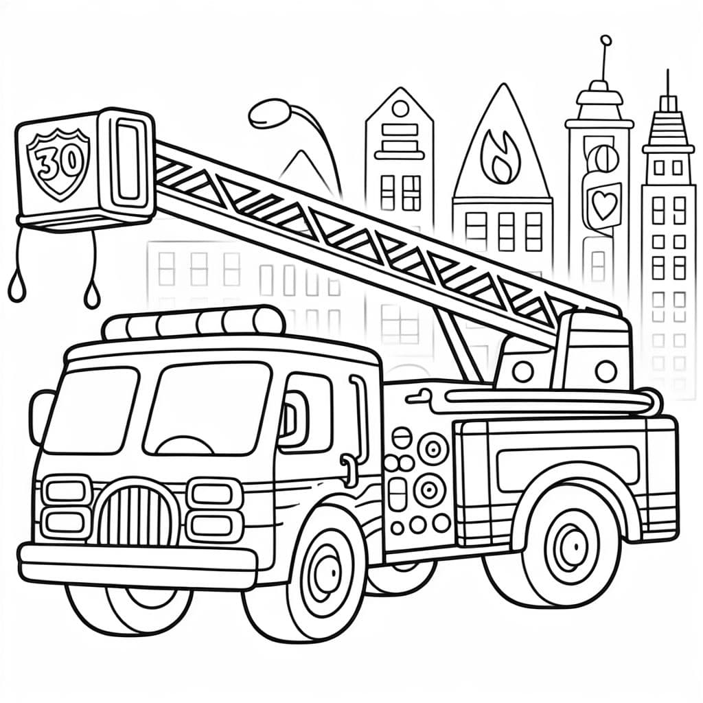 un camión de bomberos con un gran 30 en la escalera