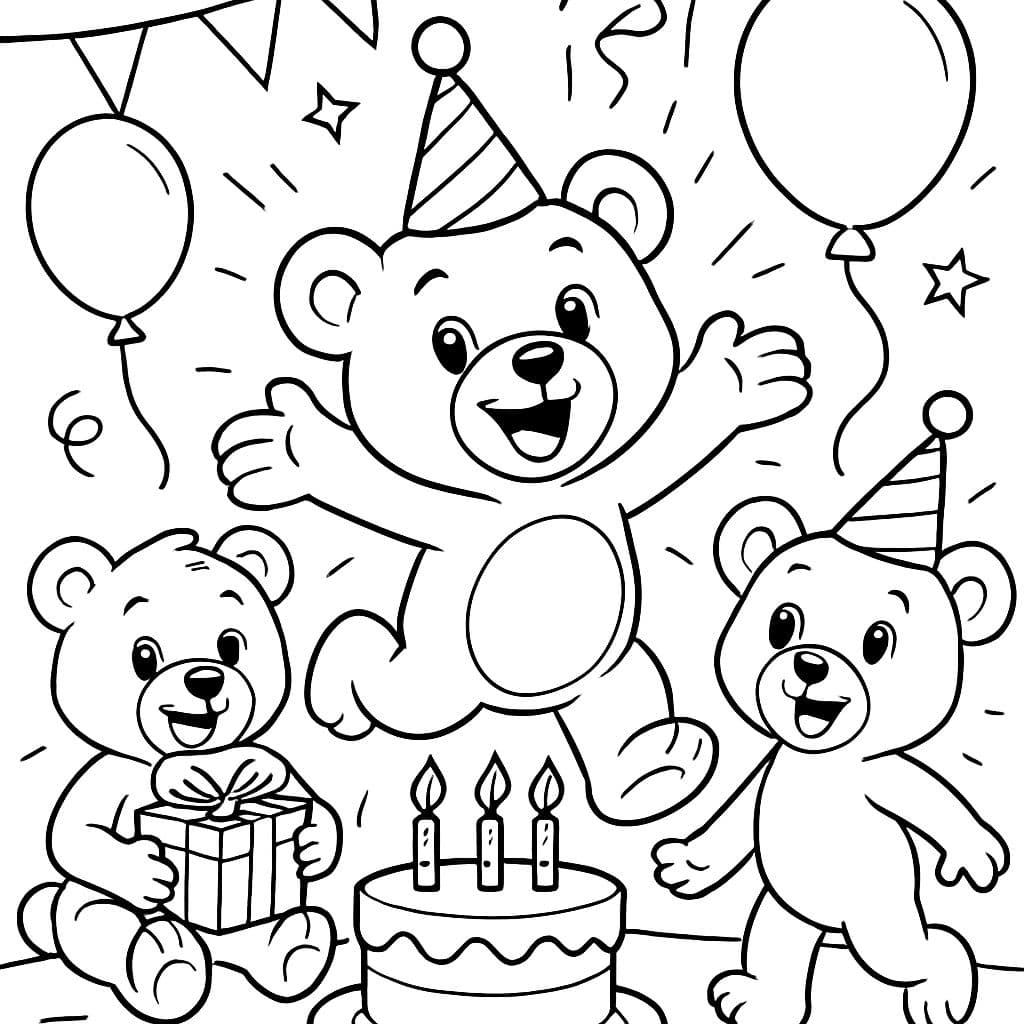 Osos de peluche lindos teniendo una fiesta de cumpleaños