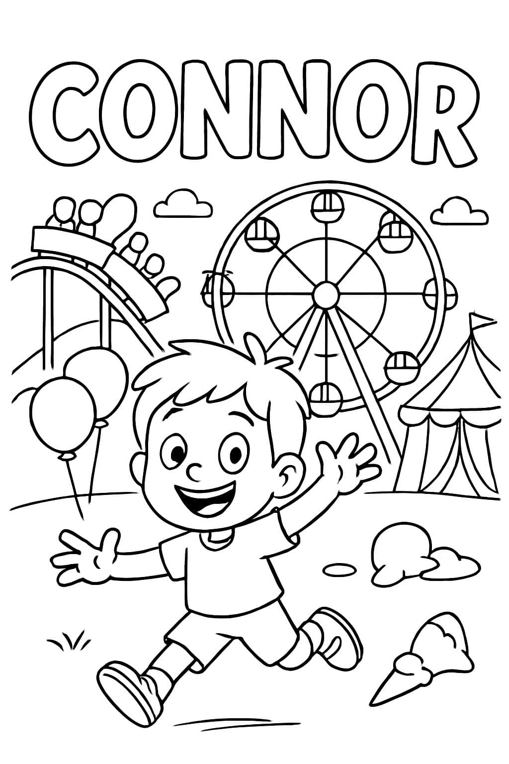el nombre Connor en un tema de parque de atracciones