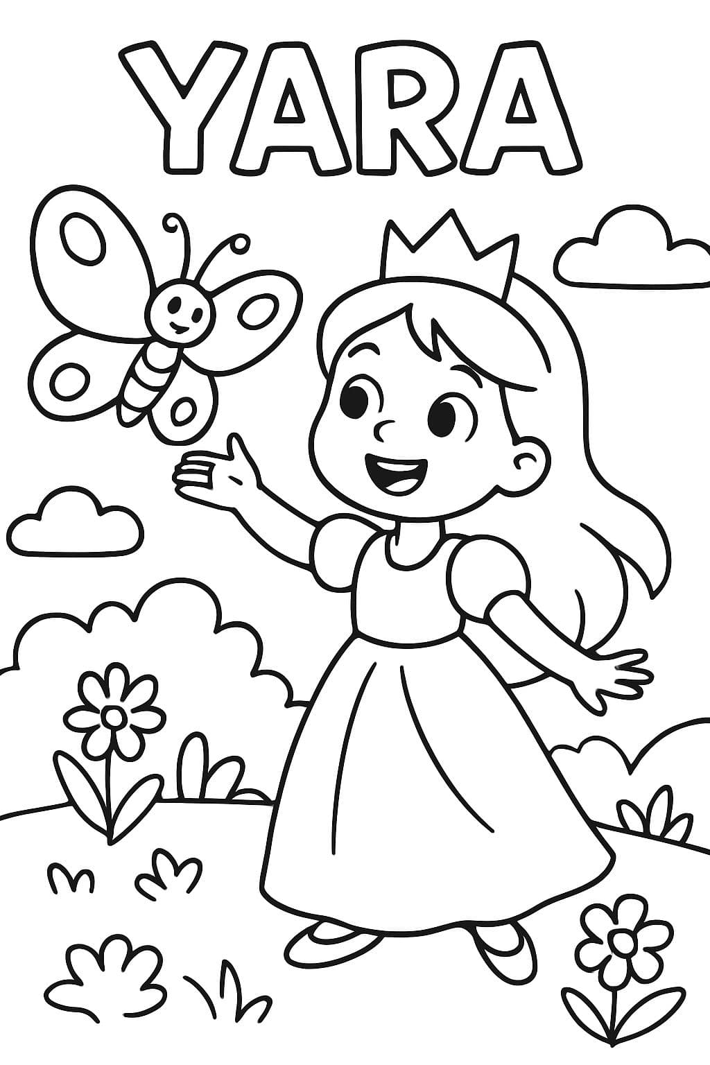 papillon avec princesse et au-dessus, il devrait y avoir Yara