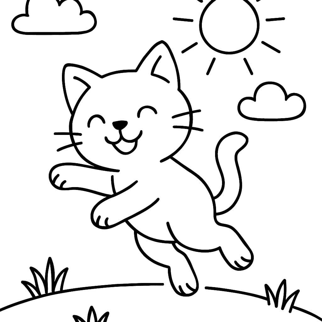 un gato que está saltando y un sol debe estar en la imagen