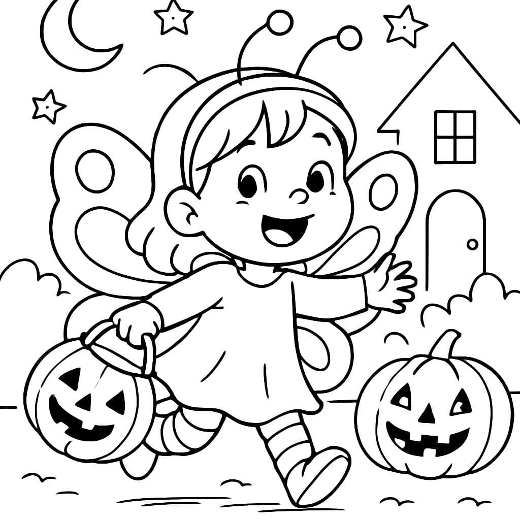 2-jähriges Mädchen verkleidet als Schmetterling für Halloween