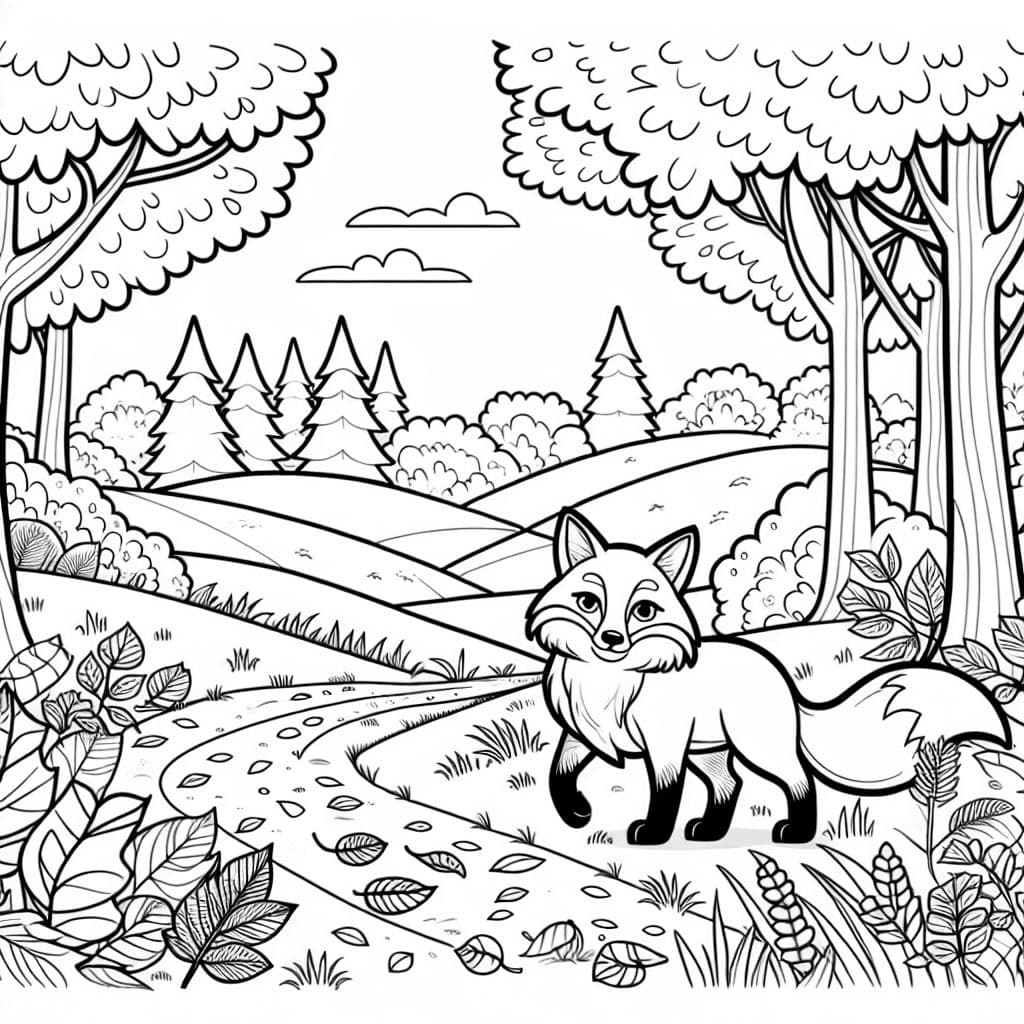Herbstlicher Fuchs, der durch den Wald streift