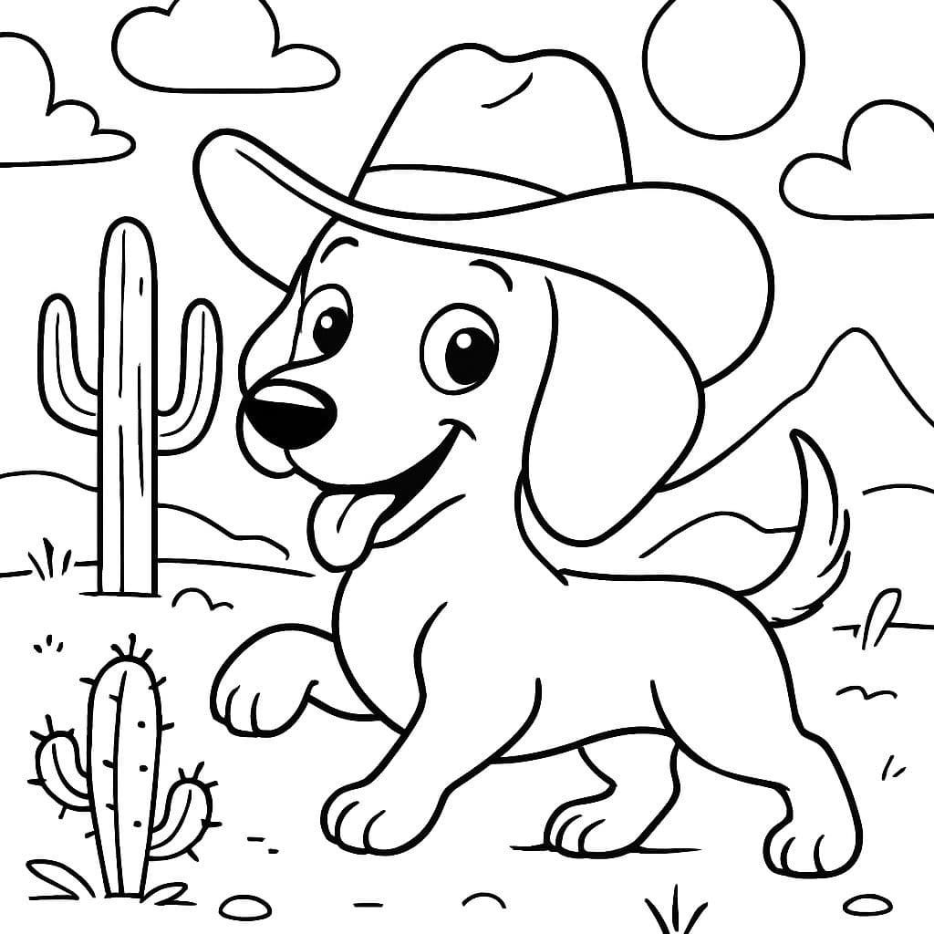 Cachorro de dachshund con sombrero de vaquero