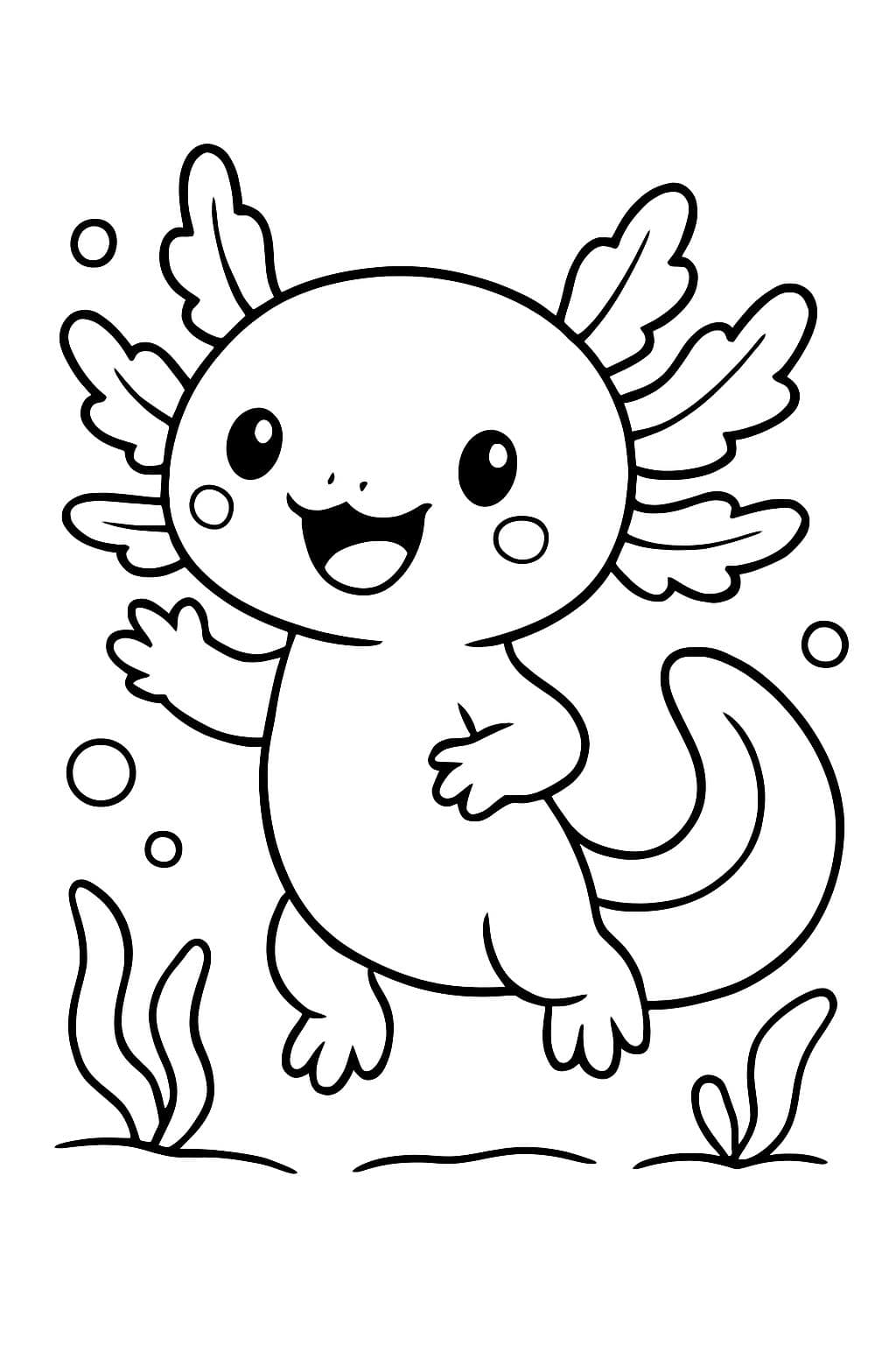 ein süßes Kawaii-Axolotl ohne verrückten Hintergrund