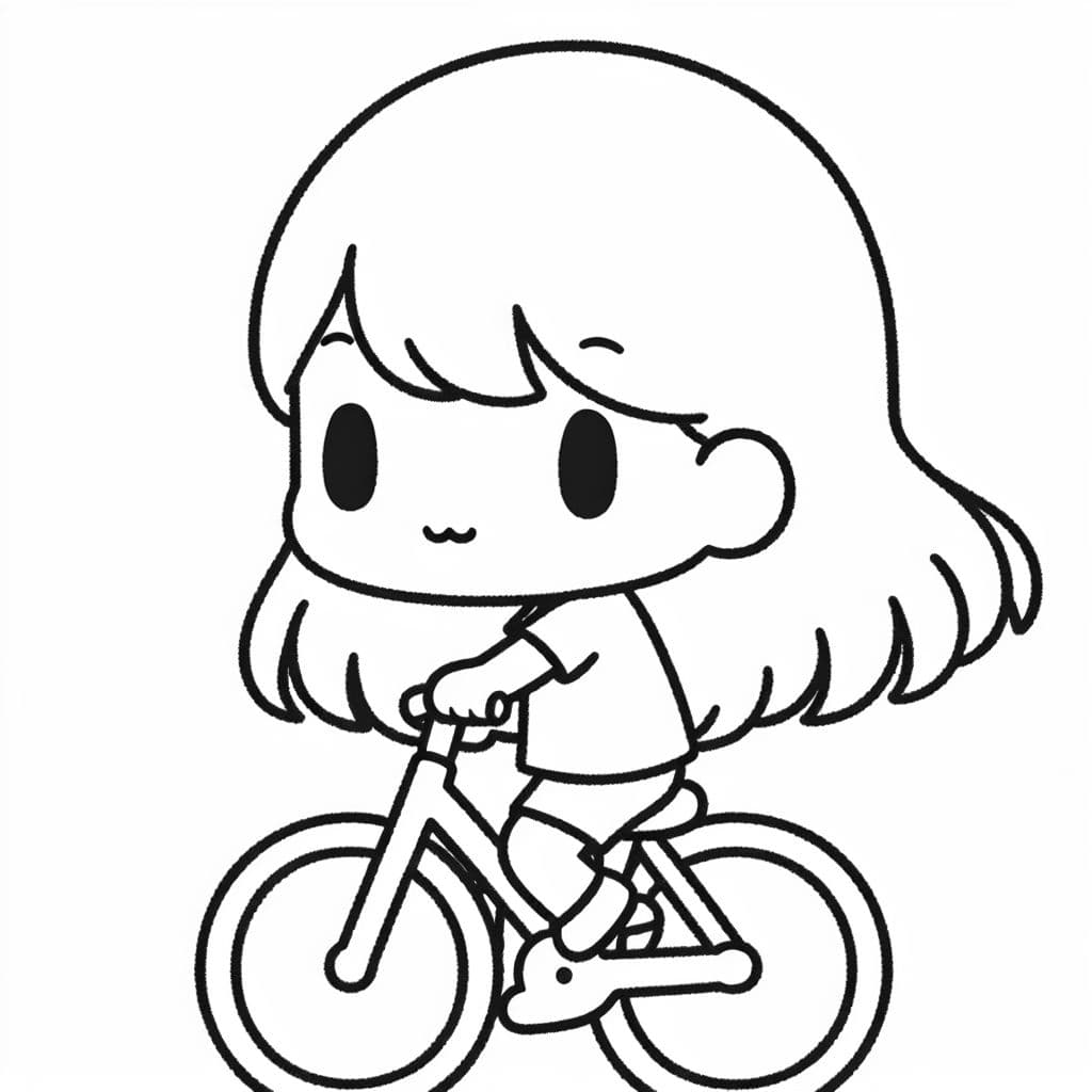 mädchen mit schulterlangen haaren auf dem Fahrad