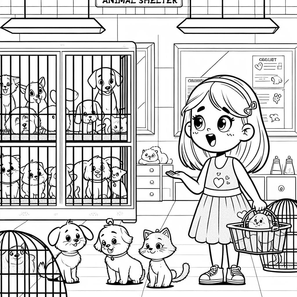 Una niña que quiere adoptar animales del refugio.