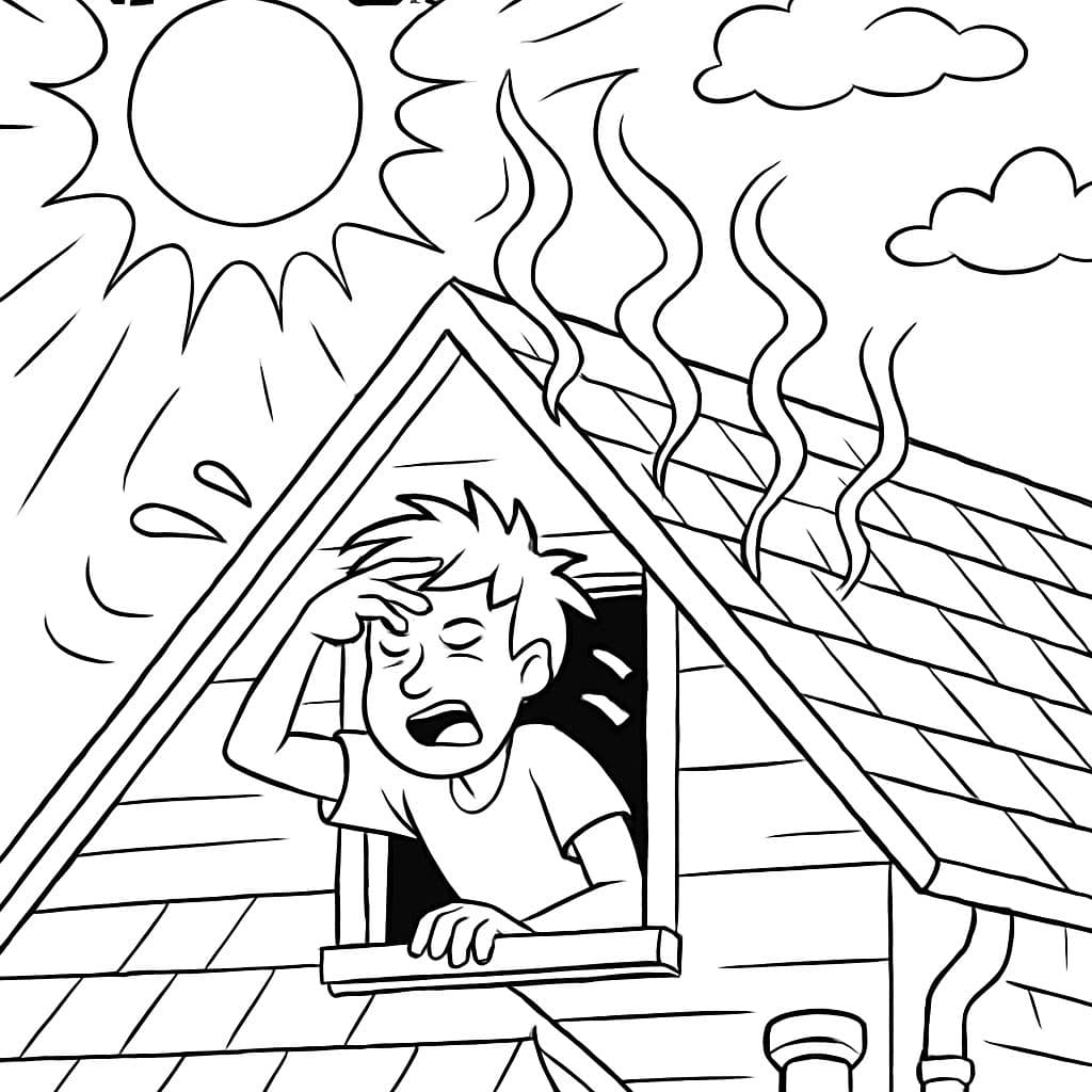 Uma imagem técnica mostrando um sótão superaquecido com forte luz solar.