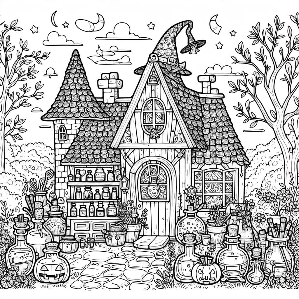 A witches house with potions and weird things