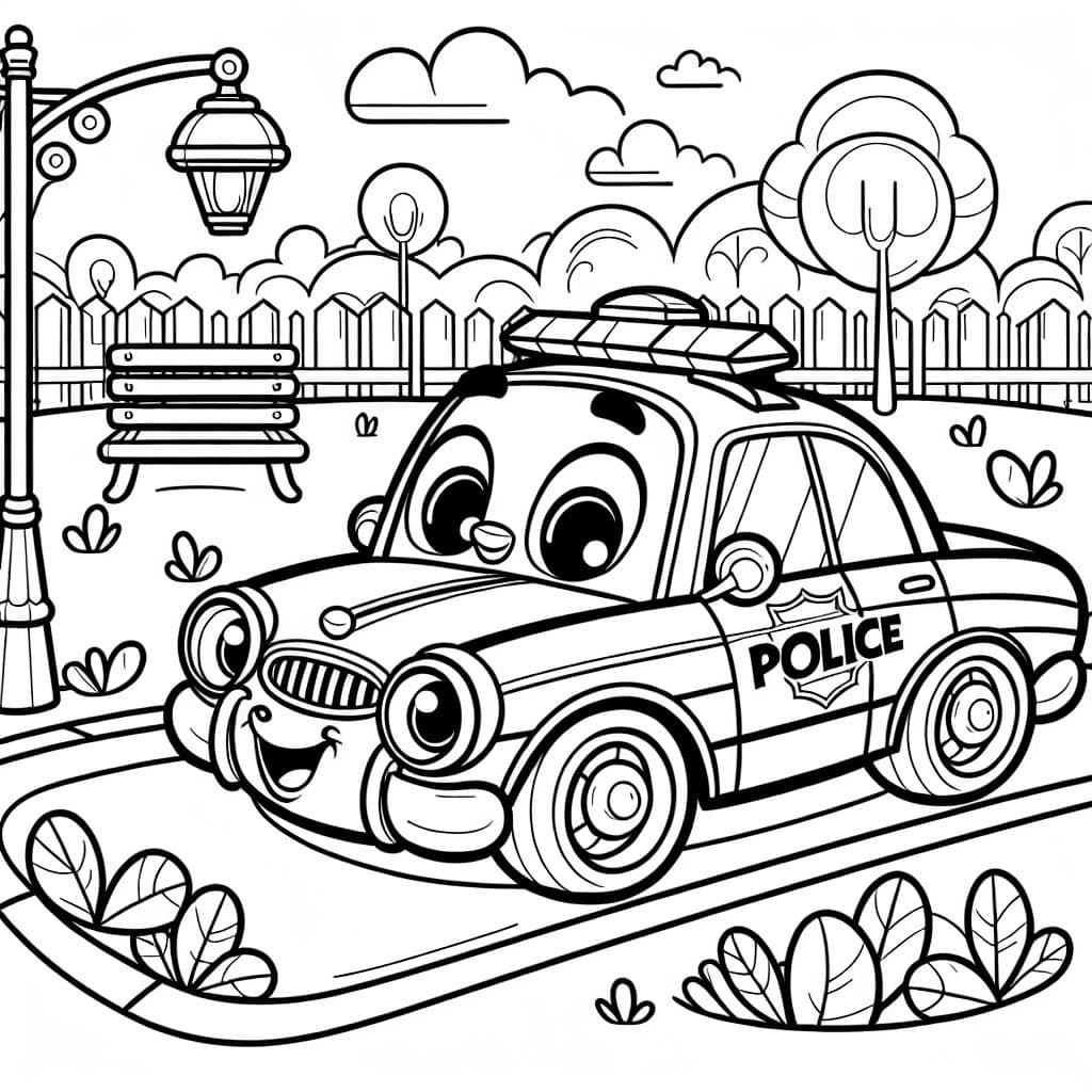 Un coche de policía para que los niños coloreen.