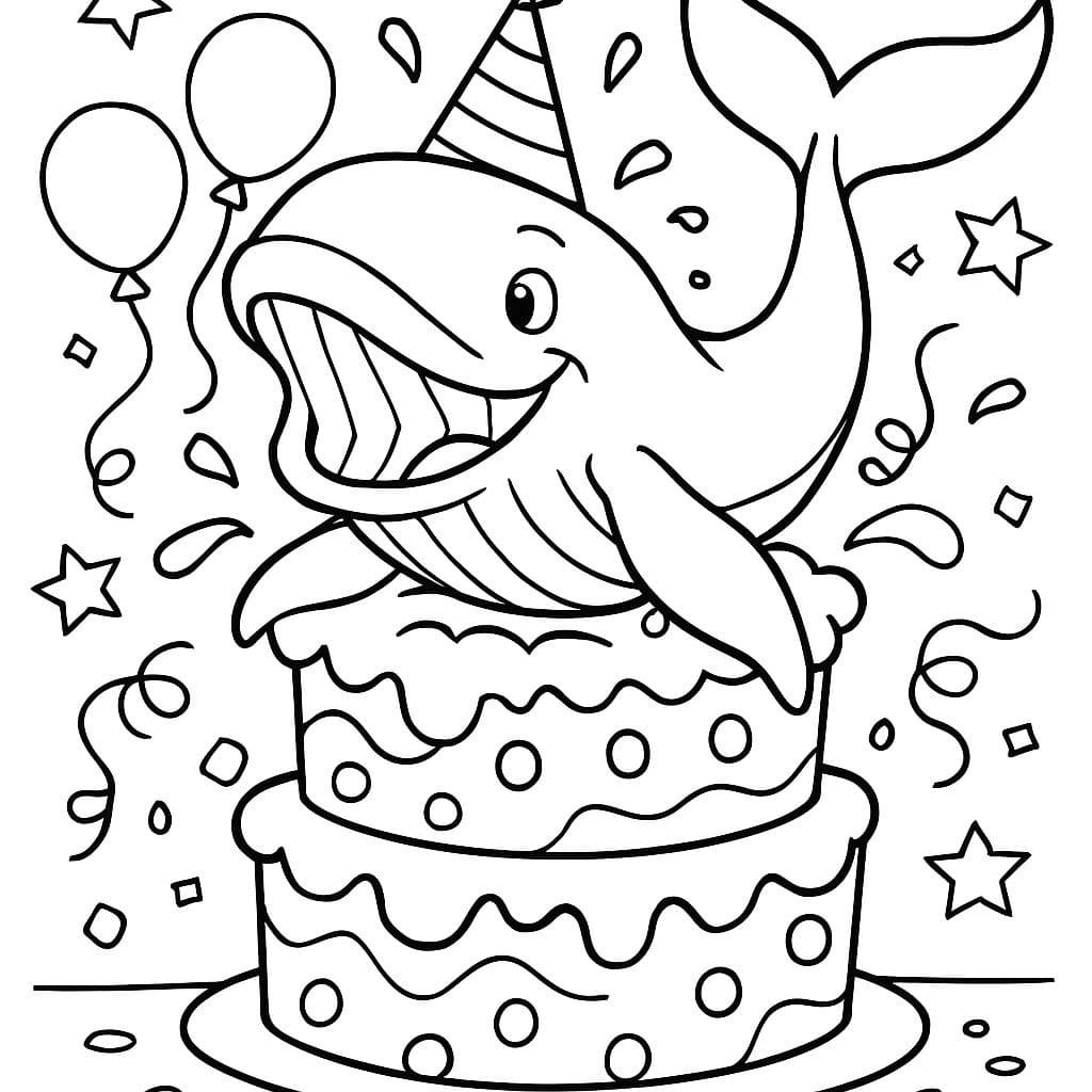 Ballena jorobada dentro de un pastel de cumpleaños
