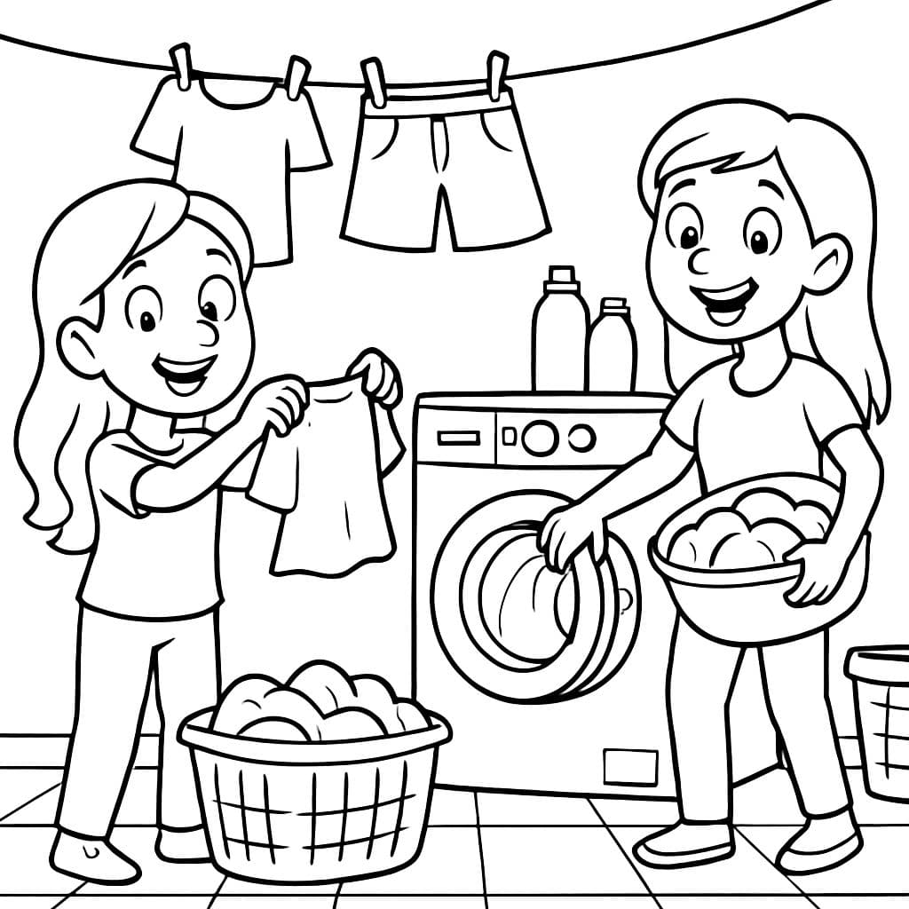 2 mujeres con cabello largo haciendo la colada