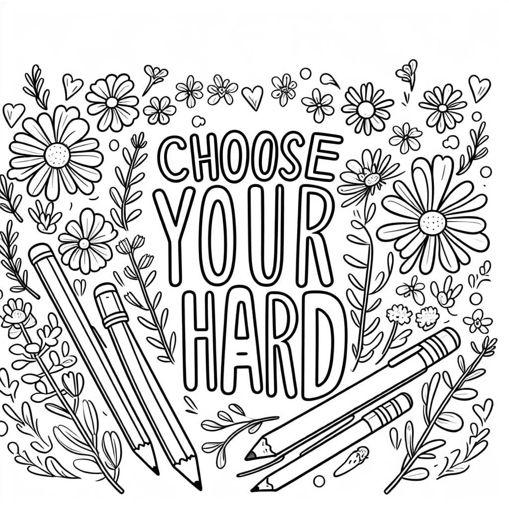 Las palabras elige tu difícil rodeadas de flores silvestres